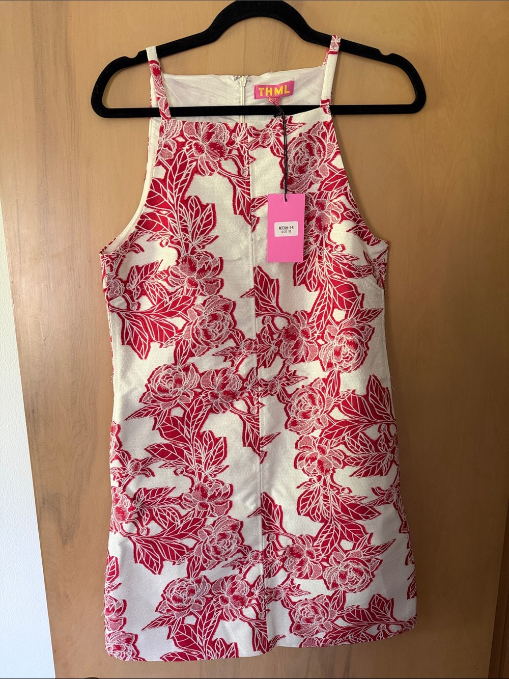 THML Cream Dress with Pink Floral Jacquard